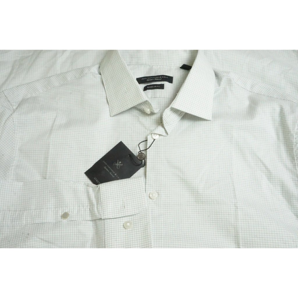 John Varvatos White Shark Gray Plaid Dress Shirt Sz 165 Brand New John Varvatos White Shark Gray Plaid Dress Shirt Sz 165 Brand New
